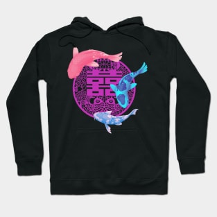 Double Happiness Koi Fish Blush Pink with Purple Symbol - Hong Kong Retro Hoodie